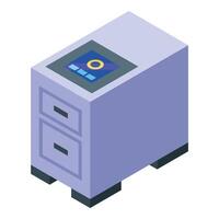 Modern bank safe deposit box showing fingerprint scan vector