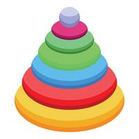 Colorful toy pyramid stacking up for fun and development vector