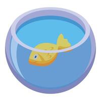 Goldfish swimming in a round fishbowl on white background vector