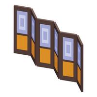 Folding screen dividing room in isometric view vector