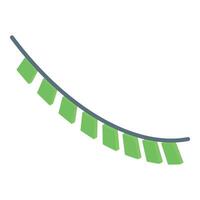 Green flags hanging on a string forming a curved line vector