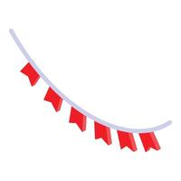 Red flags hanging on a string celebrating a festive event vector