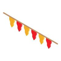 String of triangular flags is hanging on a rope for decoration vector