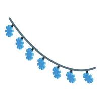 Blue snowflake christmas lights string hanging down vector