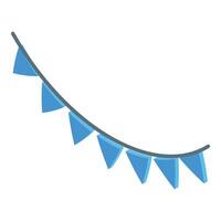 Blue triangular flags hanging on a string decoration for party vector