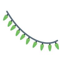String of green led christmas lights is hanging vector
