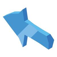 Blue 3d arrow pointing left down isometric icon vector
