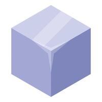 Big natural ice cube melting slowly isometric view vector