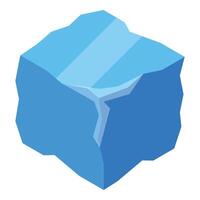 Blue ice cube melting on white background vector
