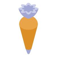 Pastry bag with star shaped nozzle for decorating cakes and desserts isometric icon vector