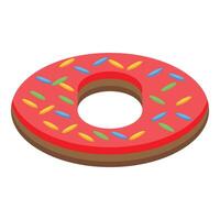 Delicious strawberry donut covered with colorful sprinkles is looking tasty vector