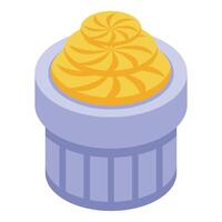 Greek yogurt standing in a ceramic pot isometric icon vector