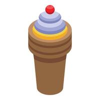 Delicious ice cream cone standing on white background vector