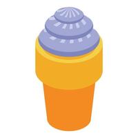 Soft serve ice cream swirling in waffle cone isometric icon vector