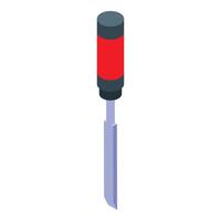 Chisel icon isometric style, chiseling tool for carpentry and woodworking vector