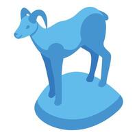 Blue mountain goat standing on a rock isometric illustration vector