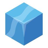 Blue ice cube freezing with light reflections isometric icon vector