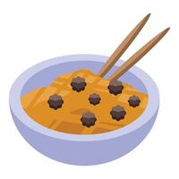 Bowl of ramen with chopsticks isometric icon vector