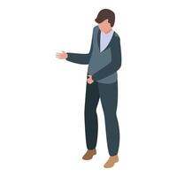 Businessman presenting information pointing with hand isometric icon vector