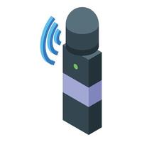 Condenser microphone is recording audio waves vector