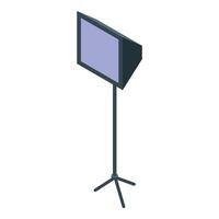 Professional studio light standing on tripod illuminating set vector