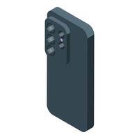 Modern smartphone having four cameras isometric view vector