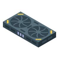 Powerful gaming graphics card cooling system isometric view vector