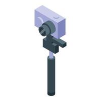 Action camera is streaming video using selfie stick tripod vector