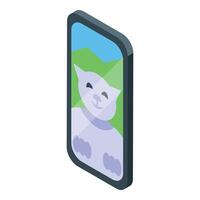 Smartphone showing a photo of a cat taking a selfie vector