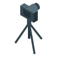 Digital camera is recording while sitting atop a tripod vector
