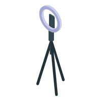 Ring light standing on a tripod for professional video recording is broadcasting vector
