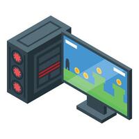 Powerful personal computer displaying side scrolling arcade game vector