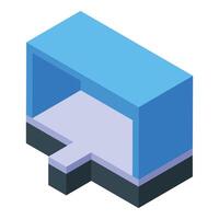 Empty exhibition booth with platform and blue walls vector