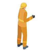 Fireman wearing protective uniform walking forward isometric view vector