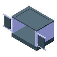 Isometric view of empty metal container with open doors vector