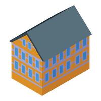 Modern building with grey roof in isometric view vector