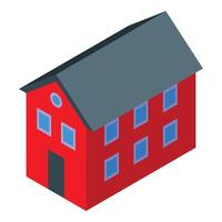 Red barn building standing on farm in isometric view vector