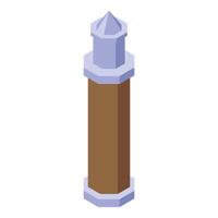 Tall minaret tower standing with crescent moon on top vector