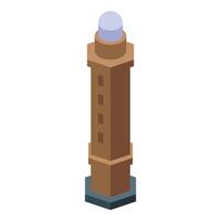 Tall brown lighthouse standing on hexagonal base vector