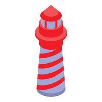 Isometric red and white lighthouse standing on a white background vector