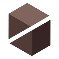 Brown hexagon shape splitting creating negative space vector