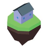 Isometric house floating on island representing metaverse vector
