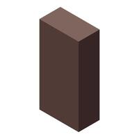 Dark brown rectangular box standing up isometric view vector