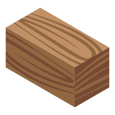 Solid wooden block showing natural wood grain