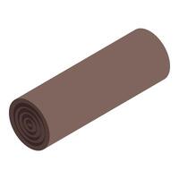Brown linoleum roll lying obliquely isometric view vector