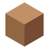 Brown cube floating in white space isometric illustration vector