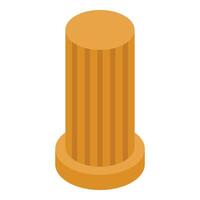 Golden greek column standing strong isometric view vector