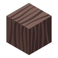 Dark brown wood cube showing natural woodgrain pattern vector