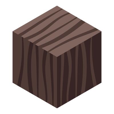 Dark brown wood cube showing natural woodgrain pattern
