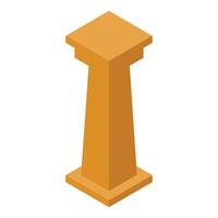 Golden column standing on white background vector